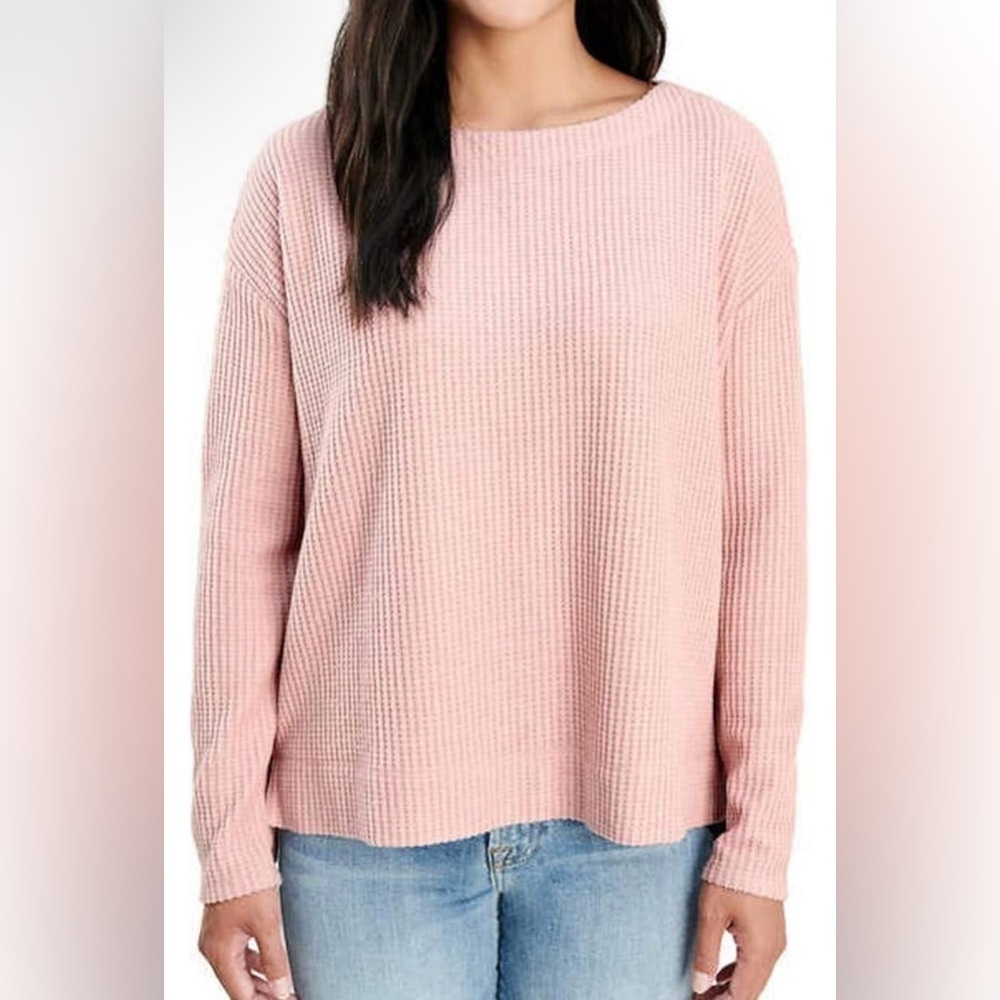 Splendid Mauve Pink Round Neck Waffle Knit Top - Size M